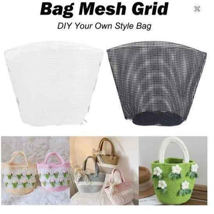 Set Black Plastic Mesh Canvas Bag - Sara Crochet