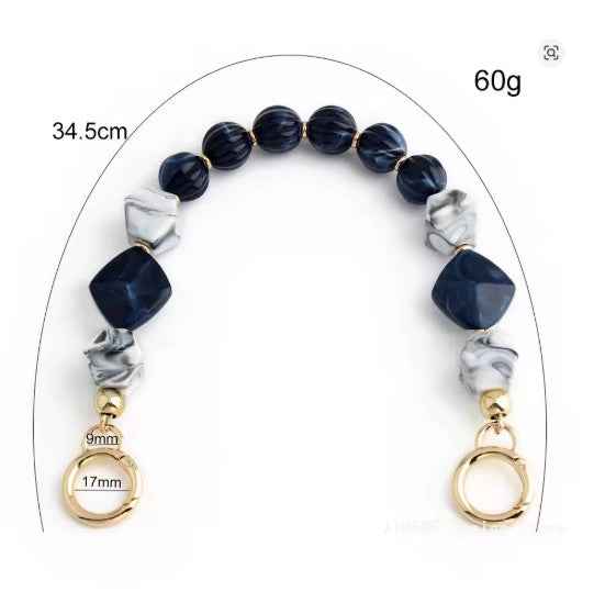 Acrylic Chain Bag Handle-Dark Blue & White - Sara Crochet