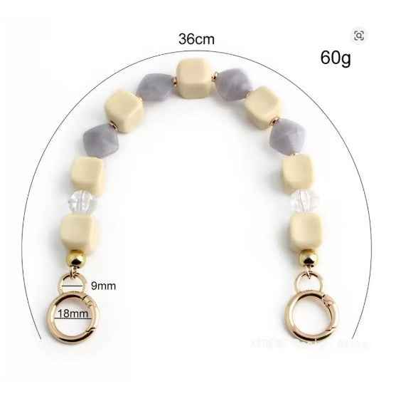 Acrylic Chain Bag Handle-Beige & Gray - Sara Crochet