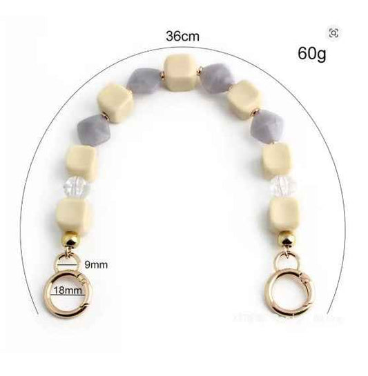 Acrylic Chain Bag Handle-Beige & Gray - Sara Crochet