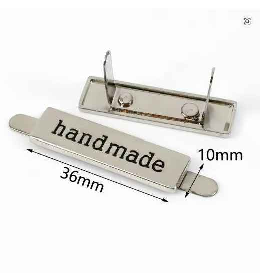 1 Pieces Rectangle Metal Handmade Label Silver - Sara Crochet