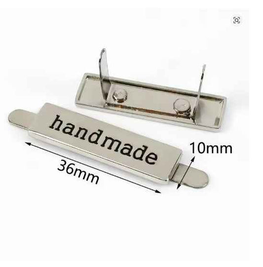 1 Pieces Rectangle Metal Handmade Label Silver - Sara Crochet