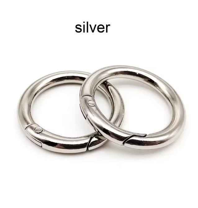 1 Pair Metal Spring Gate O Ring- Silver - 2.5 cm - Sara Crochet