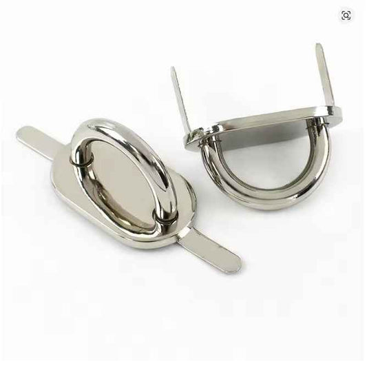 1 Pair D Ring Buckles Bag Strap - Silver - Sara Crochet