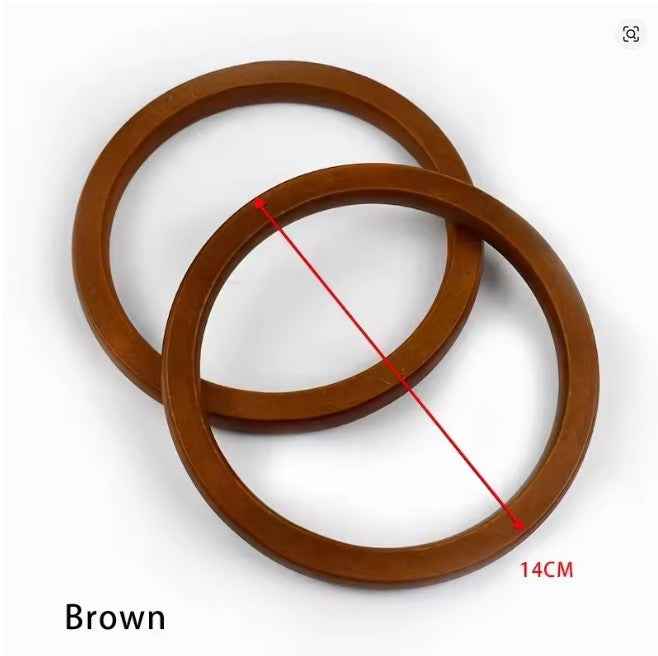 1 Pair 14cm Round Wood Bags Handles-  Brown - Sara Crochet