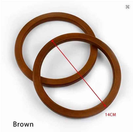 1 Pair 14cm Round Wood Bags Handles-  Brown - Sara Crochet