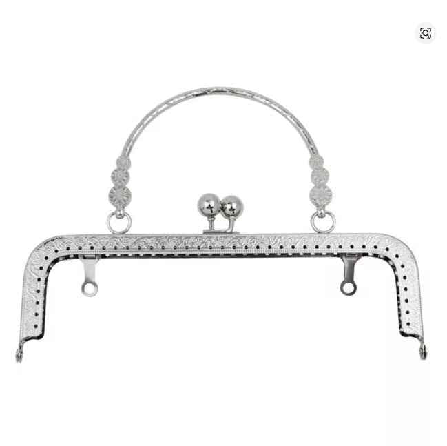 1PC Vintage Pattern Bag Frame- Silver - Sara Crochet