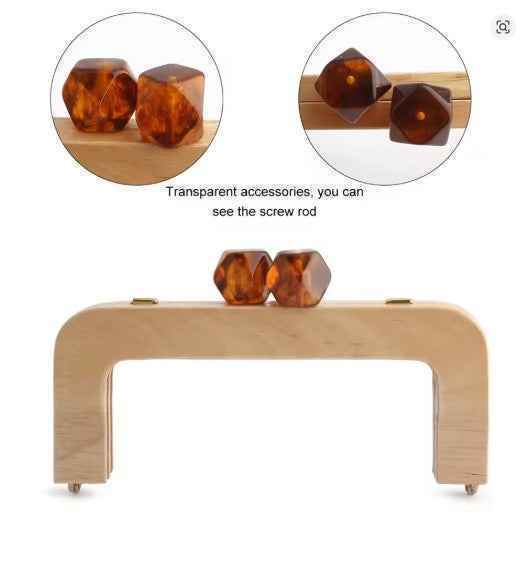 1PC Macaron Wood Handle Frame- Green - Sara Crochet