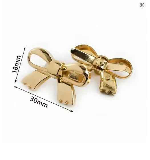 1 Pair Bowknot Metal Buckle- Gold - Sara Crochet
