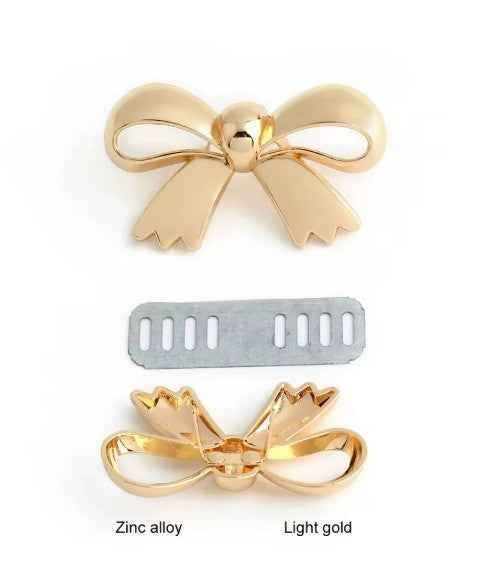 1 Pair Bowknot Metal Buckle- Gold - Sara Crochet