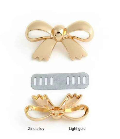 1 Pair Bowknot Metal Buckle- Gold - Sara Crochet