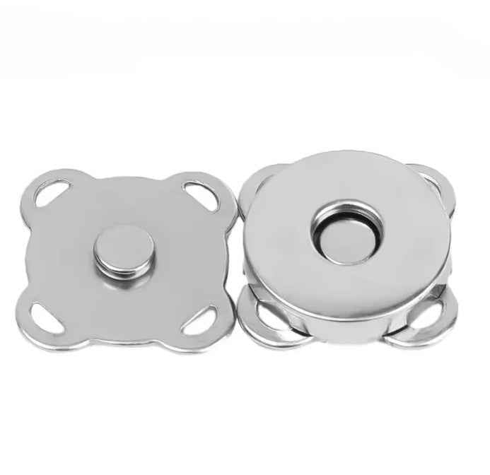 1 Pair Metal Magnetic Snap -Silver- 14mm - Sara Crochet
