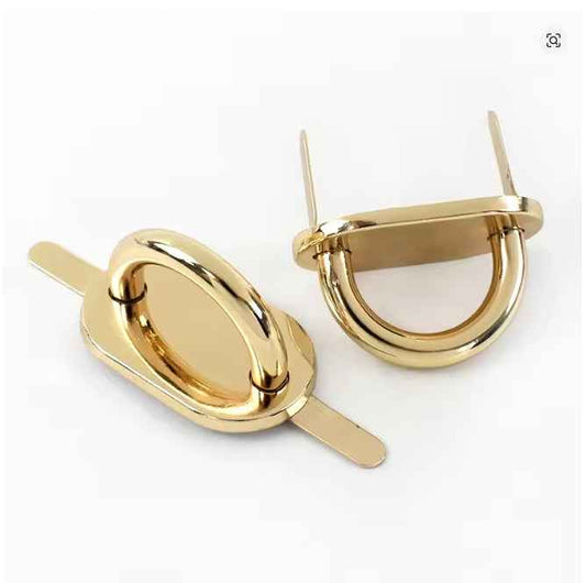 1 Pair D Ring Buckles Bag Strap - Gold - Sara Crochet