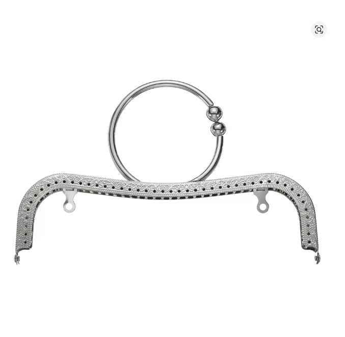Metal Purse Frame- Silver - Sara Crochet