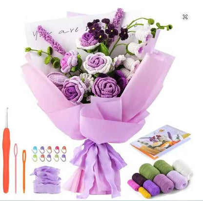 Flower Bouquet Crochet Kit- Purple - Sara Crochet