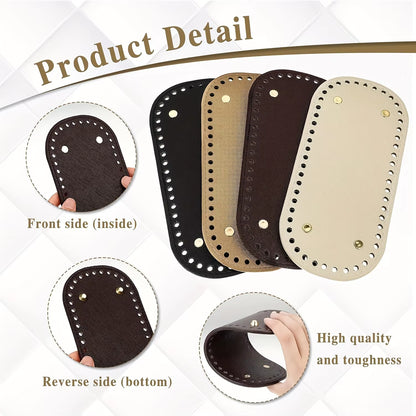 Leather Bag Base-Camel- 22cm x 10cm - Sara Crochet