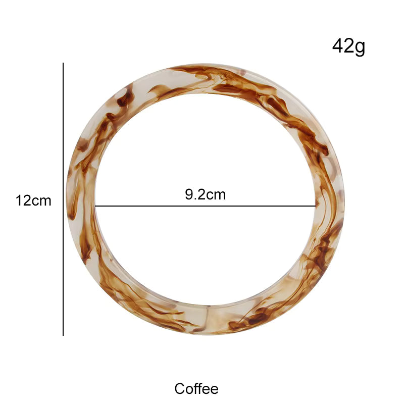 1 Pair Resin Circle Bags Handles- Ivory Pearl - Sara Crochet