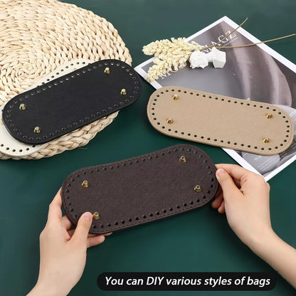 Leather Bag Base-Camel- 22cm x 10cm - Sara Crochet