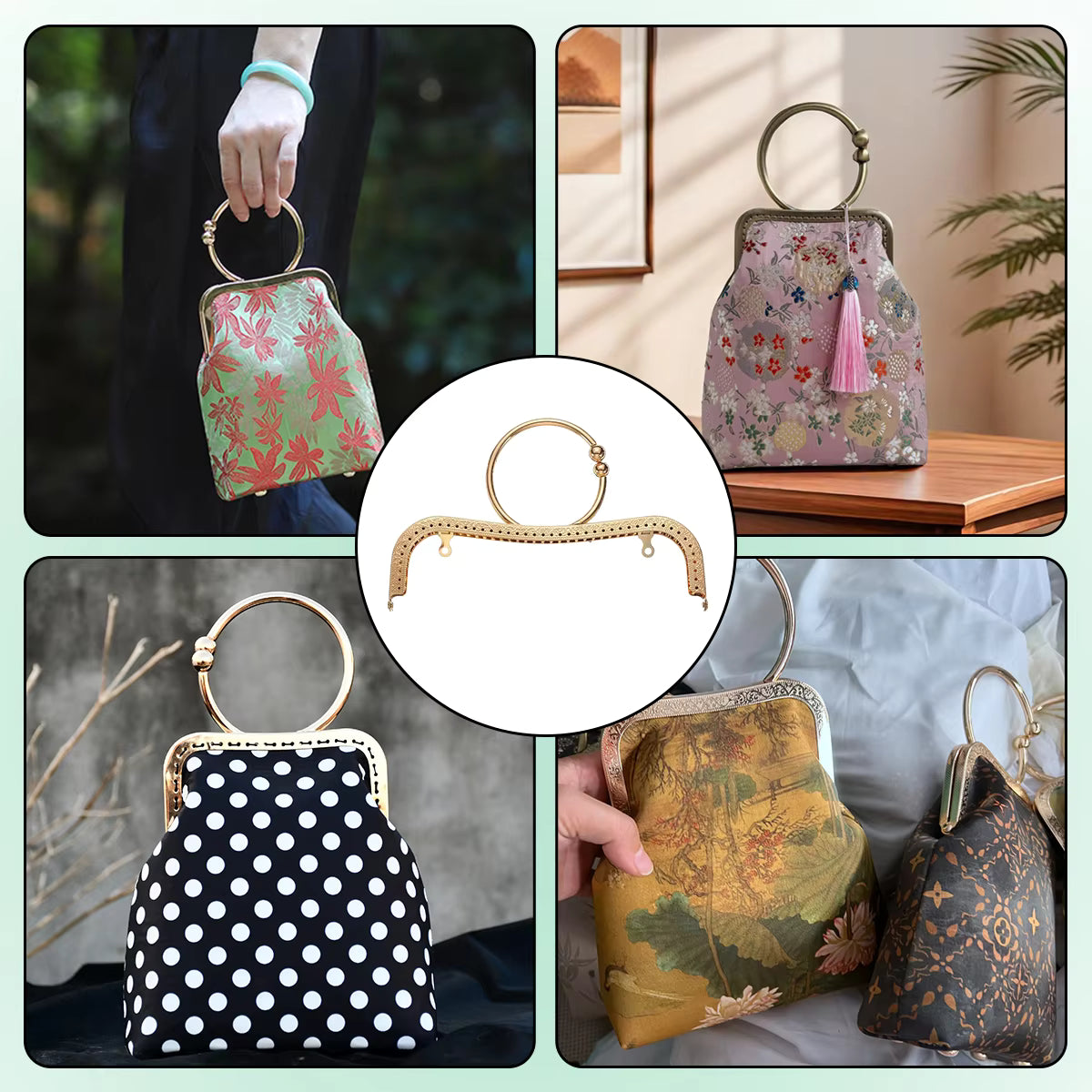 Metal Purse Frame- Silver - Sara Crochet