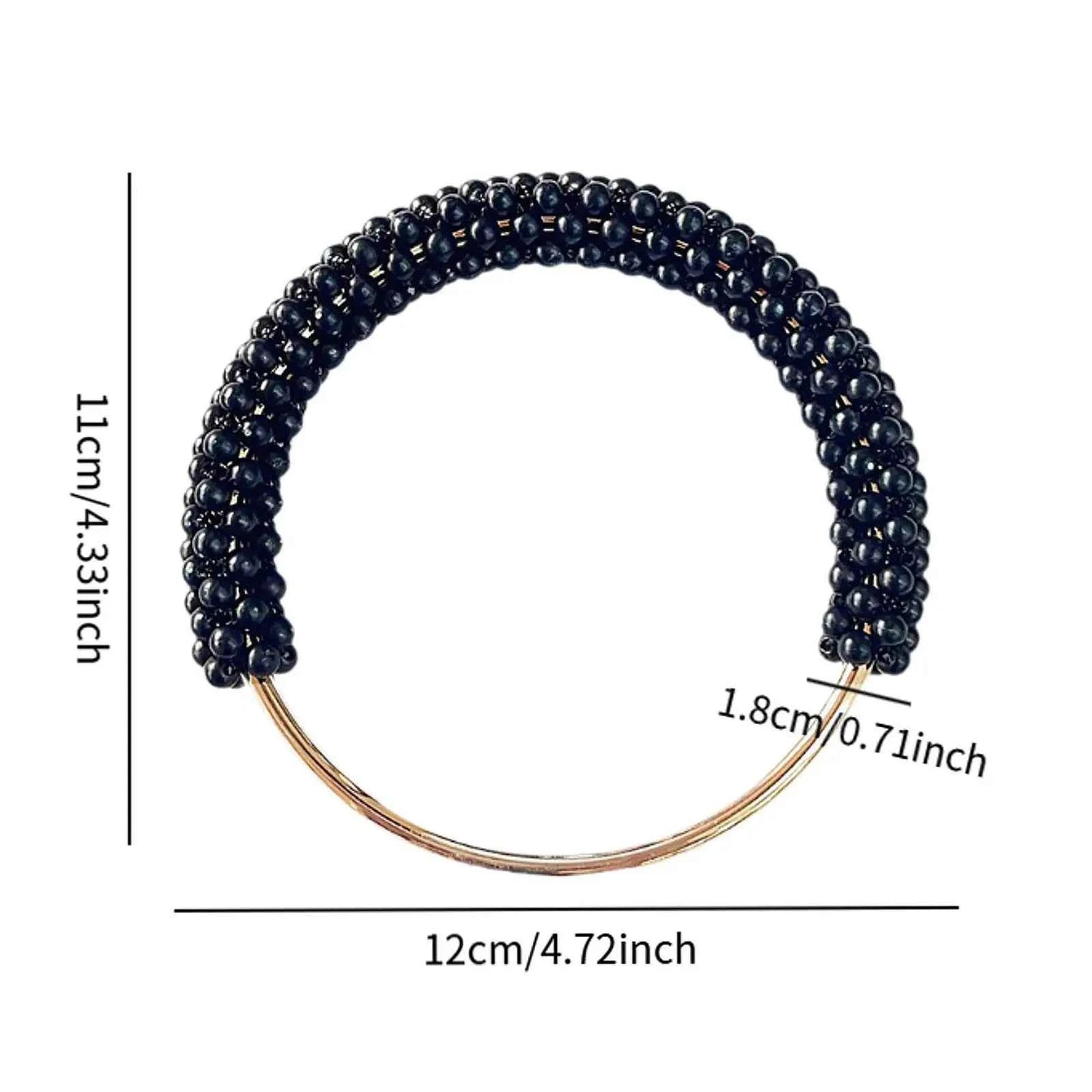 1 Pair Black Pearl Round Bag Handle - Sara Crochet