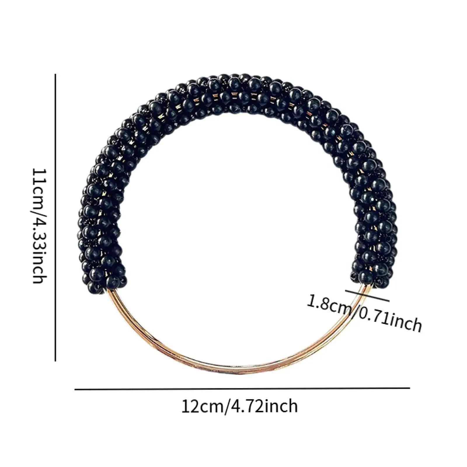 1 Pair Black Pearl Round Bag Handle - Sara Crochet