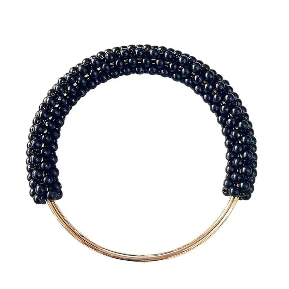 1 Pair Black Pearl Round Bag Handle - Sara Crochet