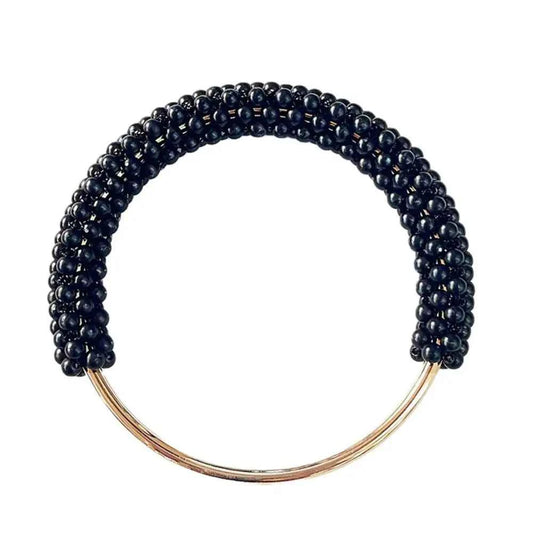 1 Pair Black Pearl Round Bag Handle - Sara Crochet