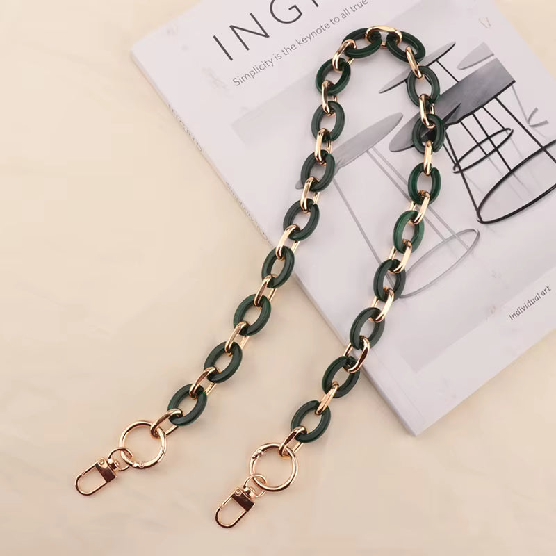 Acrylic Chain Bag Handle- Dark Green - Sara Crochet