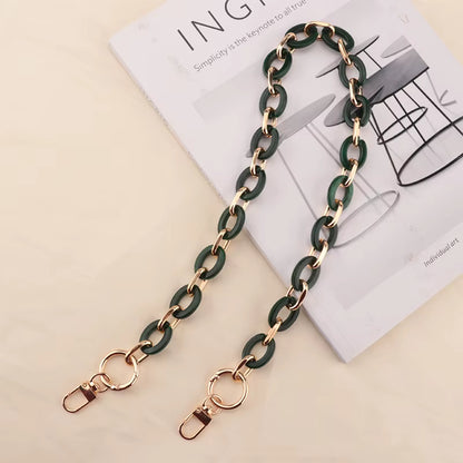 Acrylic Chain Bag Handle- Dark Green - Sara Crochet