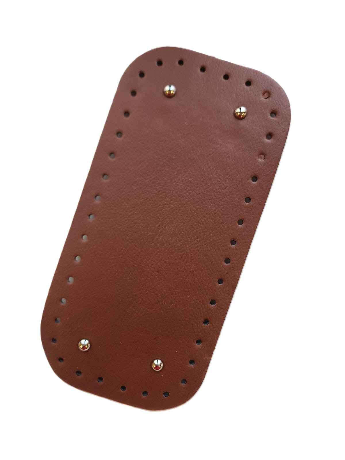 Leather Bag Base-Tobacco- 25cm x 12cm - Sara Crochet