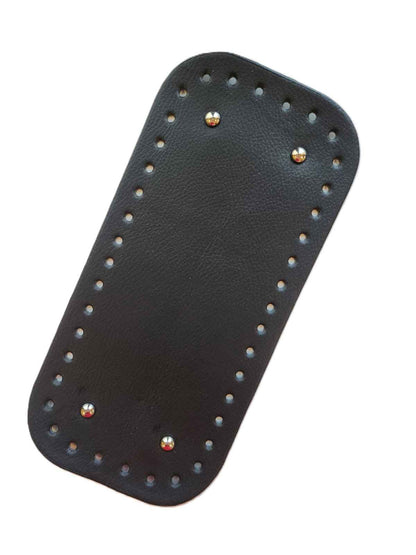 Leather Bag Base-Black- 25cm x 12cm - Sara Crochet