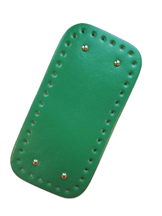 Leather Bag Base-Green- 25cm x 12cm - Sara Crochet