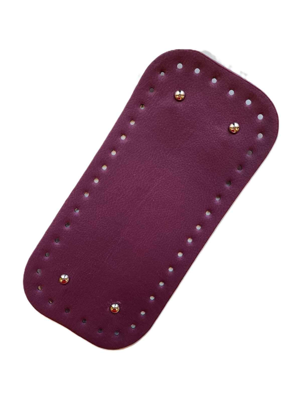 Leather Bag Base-Deep Magenta- 25cm x 12cm - Sara Crochet