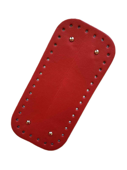 Leather Bag Base-Red- 25cm x 12cm - Sara Crochet