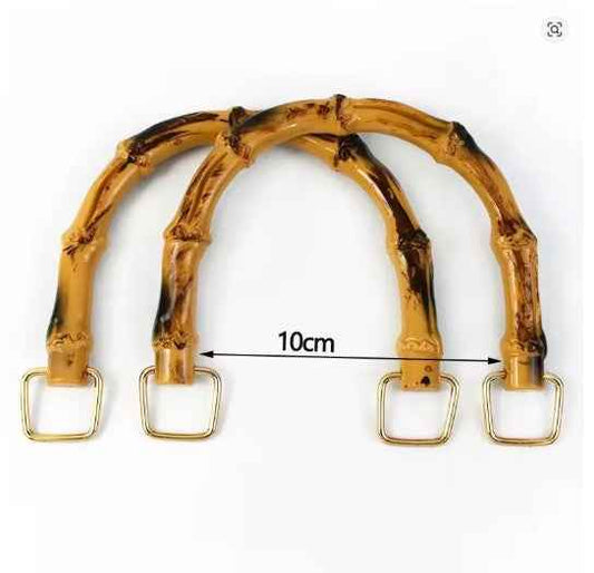 1 Pair Faux Bamboo Handle Plastic- 10 cm - Sara Crochet