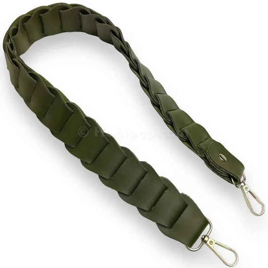 Leather Bag Handle- Olive - Sara Crochet