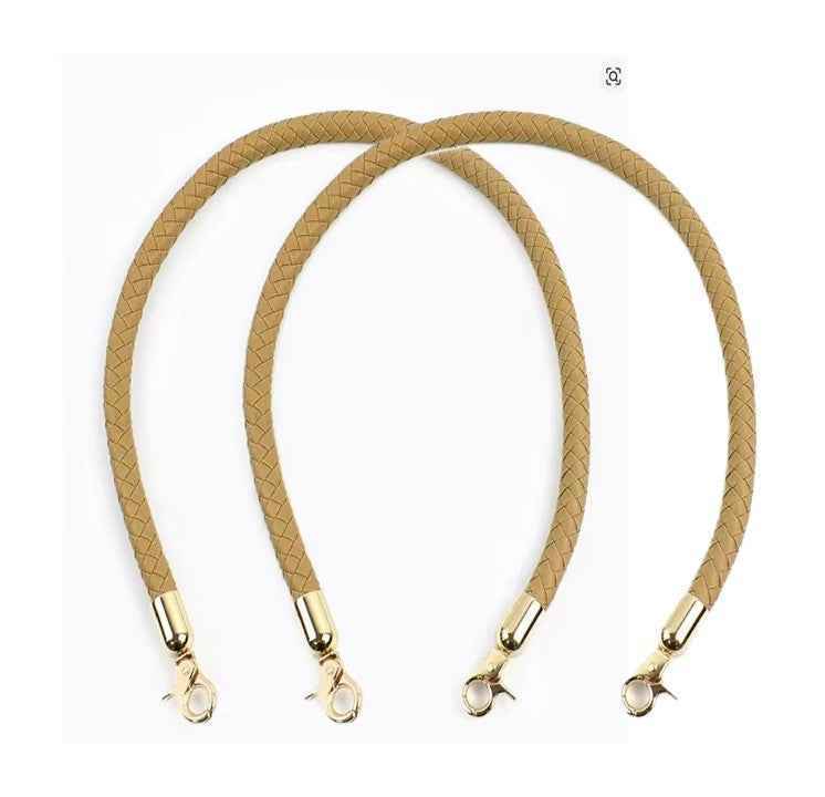 1 Pair Leather Braided Bag Strap 60 cm- Beige - Sara Crochet