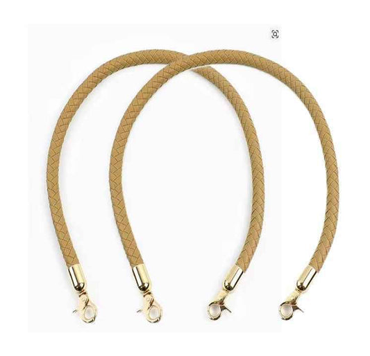 1 Pair Leather Braided Bag Strap 60 cm- Beige - Sara Crochet